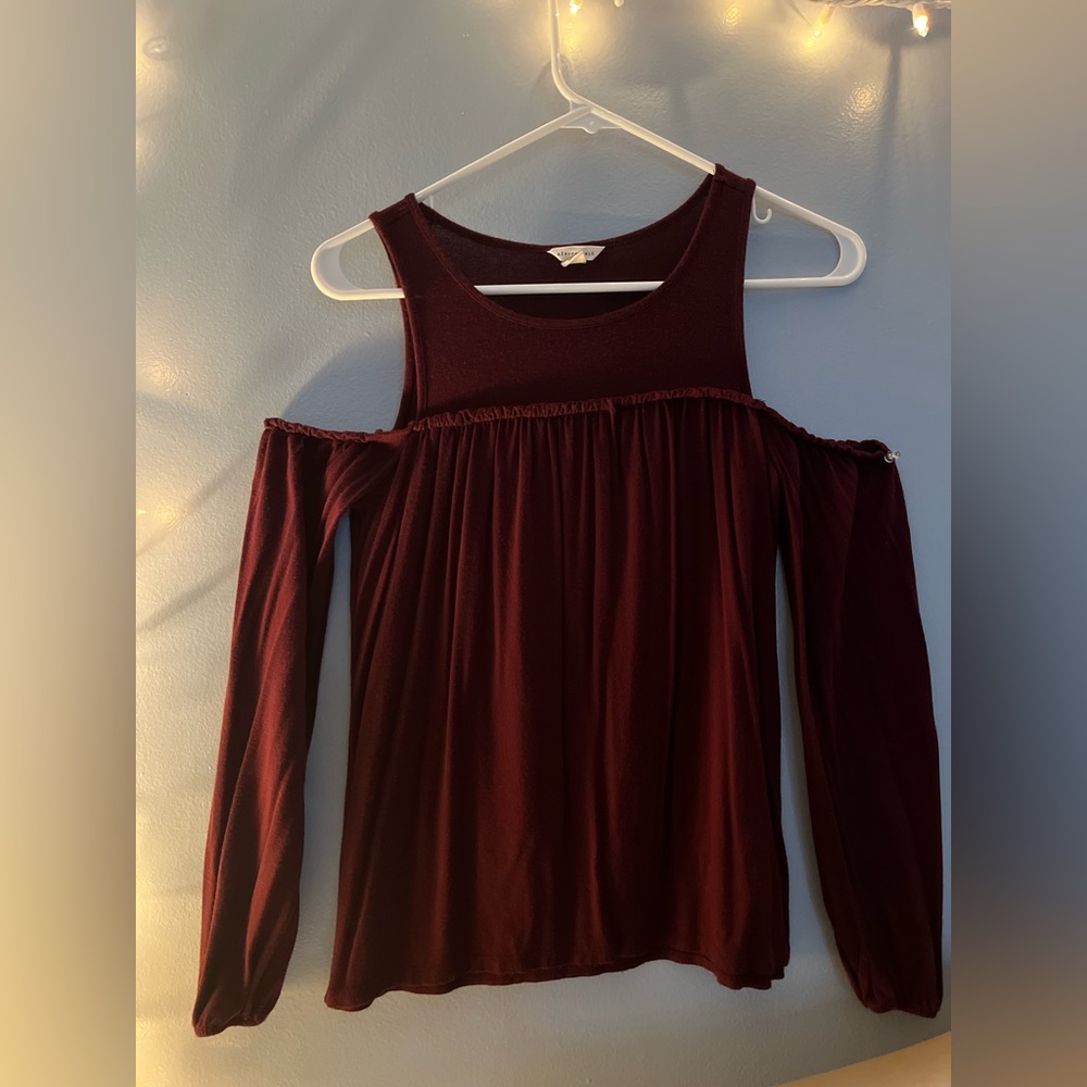 Cold Shoulder Maroon Long sleeve